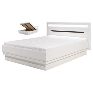 Moderní postel Irma 140x200cm s úložným prostorem - bílá / wenge