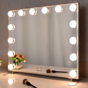 Stolní zrcadlo make-up MMIRO 50x60 cm | stříbrná