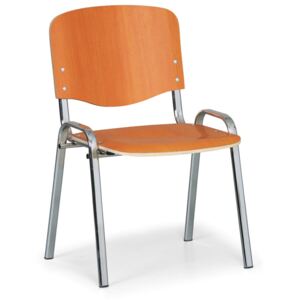 B2B Partner Dřevěná židle ISO, třešeň, konstrukce chromovaná, nosnost 120 kg + Záruka 7 let