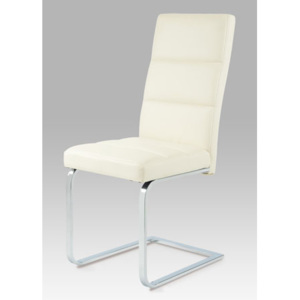 Autronic Jídelní židle - crhom/koženka krémová B931N CRM1