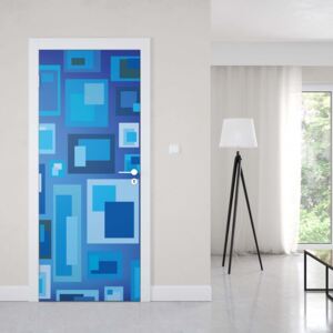 GLIX Fototapeta na dveře - Modern Blue Squares Pattern | 91x211 cm