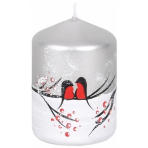 Dekorativní svíčka Ptáci v zimě, válec