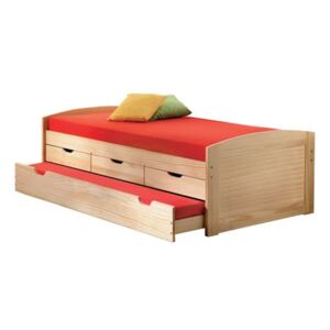 Zvýšená postel se zásuvkami a přistýlkou MARINELLA 8806, masiv borovice