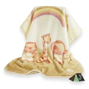 Škodák Dětská španělská deka Manterol vzor Baby Alfa DRALON béžová - šířka 80x105cm