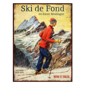 Dekorativní kovová cedule Antic Line Ski de Fond, 25 x 33 cm