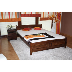 Vyvýšená postel ANGEL + sendvičová matrace MORAVIA + rošt, 180 x 200 cm, ořech-lak