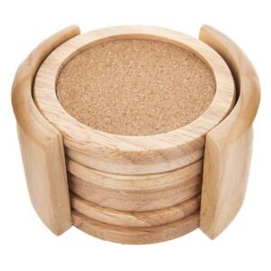 Podtácek gumovníkové dřevo/korek pr. 9,5 cm+stojan