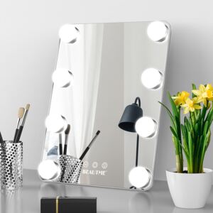 MMIRO, Hollywoodské make-up zrcadlo s osvětlením L619 23 x 30 cm | bílá