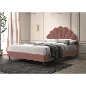 Eshopist Čalouněná postel SANTANA VELVET 160 x 200 cm barva staro růžová / dub