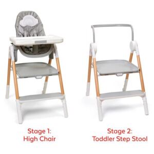 SKIPHOP Židle jídelní/schůdky 2v1 Sit To Step šedo-bílá