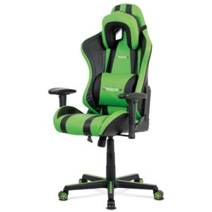 Herní židle na kolečkách ERACER V609 – zelená/černá, PU kůže, nosnost 130 kg