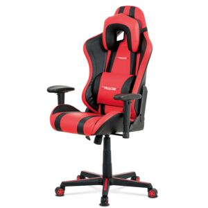 Herní židle na kolečkách ERACER V609 – červená/černá, PU kůže, nosnost 130 kg