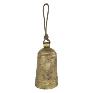Veliký zlatý plechový zvon s dřevěným srdcem Vanni - Ø22*40cm