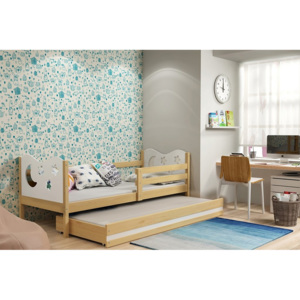 Dětská postel KAMIL 2 + matrace + rošt ZDARMA, 90x200, borovice, bílá