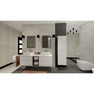 Koupelnový nábytek Summer 2, Sifon k umyvadlu: ano, Barva: grafit + nube lesk + zrcadlo, Baterie: Economico BYU 020M