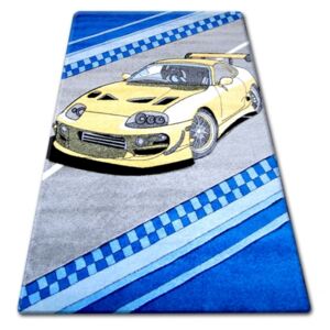 Dětský kusový koberec Závodní auto modrý, Velikosti 140x190cm