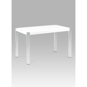Autronic Jídelní stůl 120x75 cm, vysoký lesk bílý / chrom AT-2086 WT