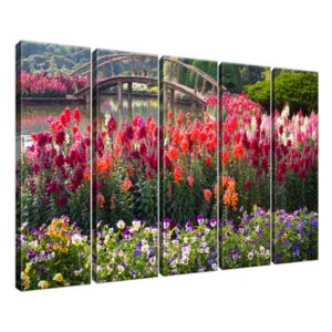Obraz na plátně Obloukový most mezi květinami 100x63cm 2048A_5E