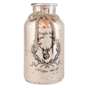 Vánoční růžová láhev s jelenem - Ø 10*20 cm