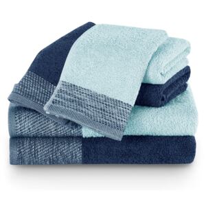 Dárkový set 6 ks ručníků 100% bavlna ARICA 2x ručník 50x100 cm, 2x osuška 70x140 cm a 2x ručník 30x50 cm modrá/granátová 460 gr Mybesthome