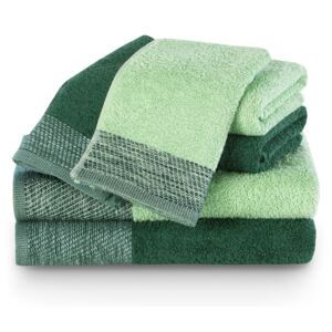 Dárkový set 6 ks ručníků 100% bavlna ARICA 2x ručník 50x100 cm, 2x osuška 70x140 cm a 2x ručník 30x50 cm zelená/pistáciová 460 gr Mybesthome