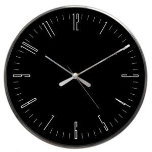 Černé závěsné kulaté hodiny s tichým strojkem, 4x33 cm