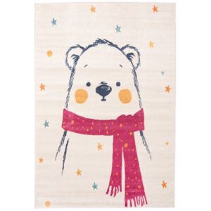 Dětský kusový koberec Lední medvěd krémově růžový, Velikosti 80x150cm