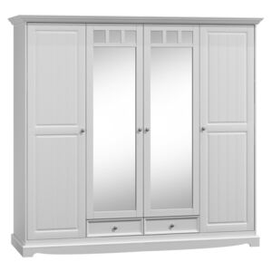 KATMANDU Dřevěná skřín 4D Belluno Elegante bílá, masiv, 190x203x65 cm