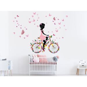 Květinová dívka na kole 140 x 100 cm