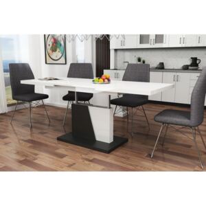 GRAND NOIR bílý lesk / černá, rozkládací, zvedací konferenční stůl, stolek