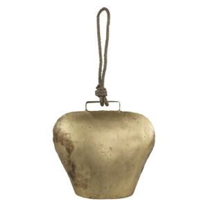 Zlatý kovový zvonek ve tvaru kravského zvonu - 25*11*11cm