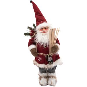 Vánoční dekorativní figurka Santa Claus s lyžemi - 63 cm