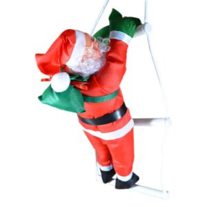 Vánoční svítící LED dekorace Santa na žebříku - 95 cm