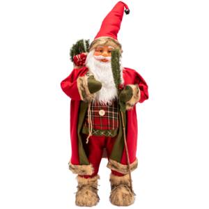 Vánoční dekorativní figurka Santa Claus s pytlem - 90 cm