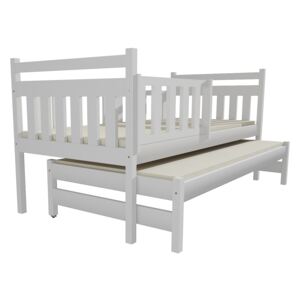 Vomaks unit AKCE dětská postel s přistýlkou Vítek masiv borovice rozměry: 90x200 cm, provedení: bílá barva, zásuvky: bez zásuvek