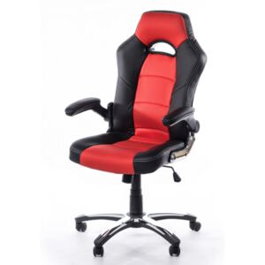 Herní židle PILOT – umělá kůže, černá/červená