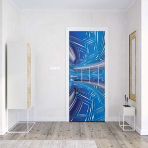 GLIX Fototapeta na dveře - Modern 3D Tech Tunnel Blue | 91x211 cm