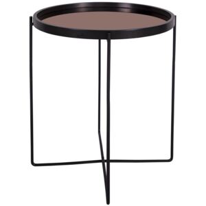 Kulatý černý stolek s měděnou zrcadlovou deskou Polished Leitmotiv (Barva - černá, měděná)