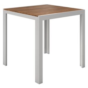 FLORABEST® Hliníkový stůl s deskou z eukalyptového dřeva, 75 x 75 cm