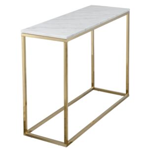 Bílý mramorový odkládací stolek RGE Accent s lesklou zlatou podnoží 100 cm