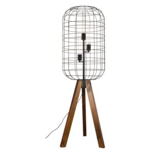 Stojací lampa | Ø43cm, matná černá + dřevo | Aca Lighting (OD90983F)