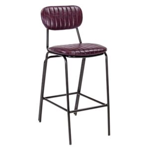 Vínová koženková barová židle Bizzotto Debbie 100 cm