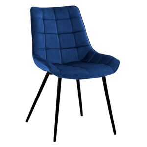 Concept design Tmavě modrá sametová jídelní židle Caira s černou podnoží