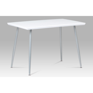 Jídelní stůl 110x70 cm bílý lesk a šedý lak GDT-227 WT AKCE