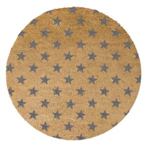 Šedá kulatá rohožka z přírodního kokosového vlákna Artsy Doormats Stars, ⌀ 70 cm