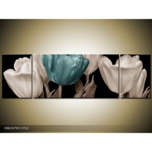 Obraz tulipánů - modrá černobílá (F002479F17050)