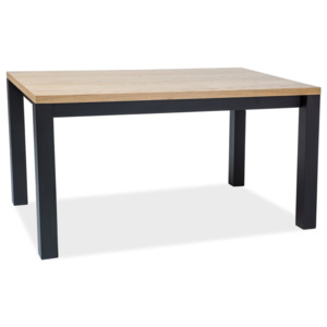 Jídelní stůl 150x90 cm z dýhy v dekoru dub s kovovou konstrukcí v černé barvě KN883