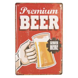 Červená plechová cedule Beer premium - 20*30 cm