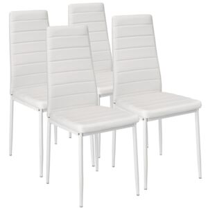 4 Jídelní židle, syntetická kůže bílá