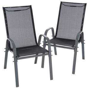 Sada 2 ks zahradních stohovatelných židlí - černá - Garthen D71008